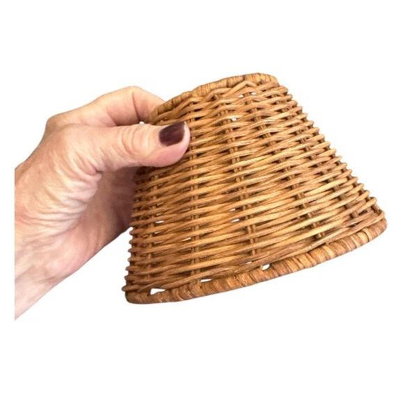Brown Rattan Woven Chandelier Small Lamp Shades Set of 5 - Picture 5 of 10